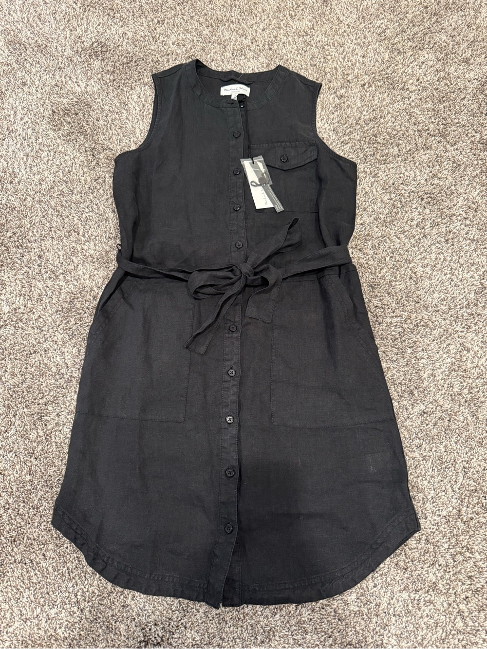 NWT Michael Stars Brady Utility Dress Black Linen XS